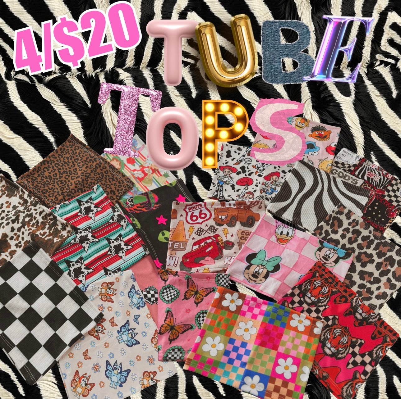 4/$20 TUBE TOPS (no codes)